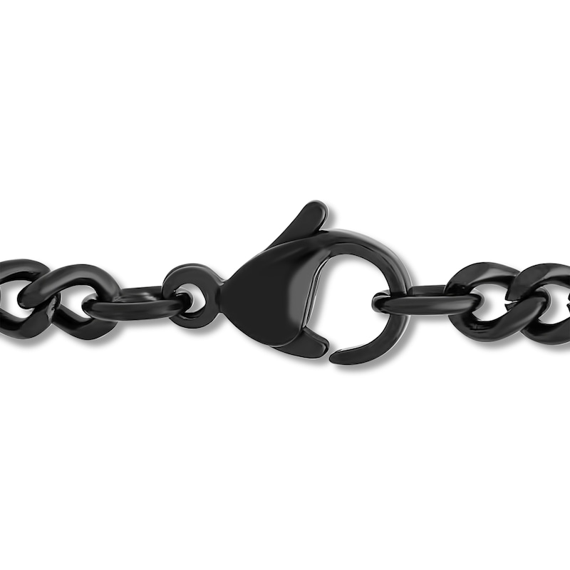 Main Image 3 of Men's Cross Necklace 1/20 ct tw Black Diamonds Stainless Steel/Black Ion Plating 24&quot;