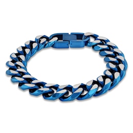 Men's Bracelet Stainless Steel/Blue Ion Plating 9&quot;