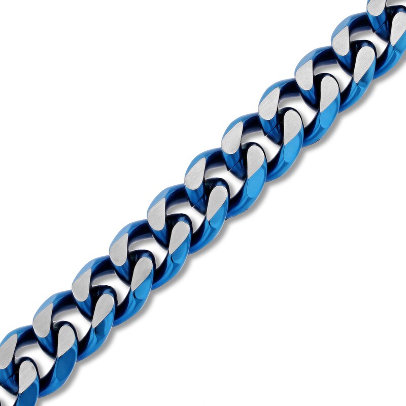Solid Bracelet Steel & Blue Ion Plating Bracelet 9"