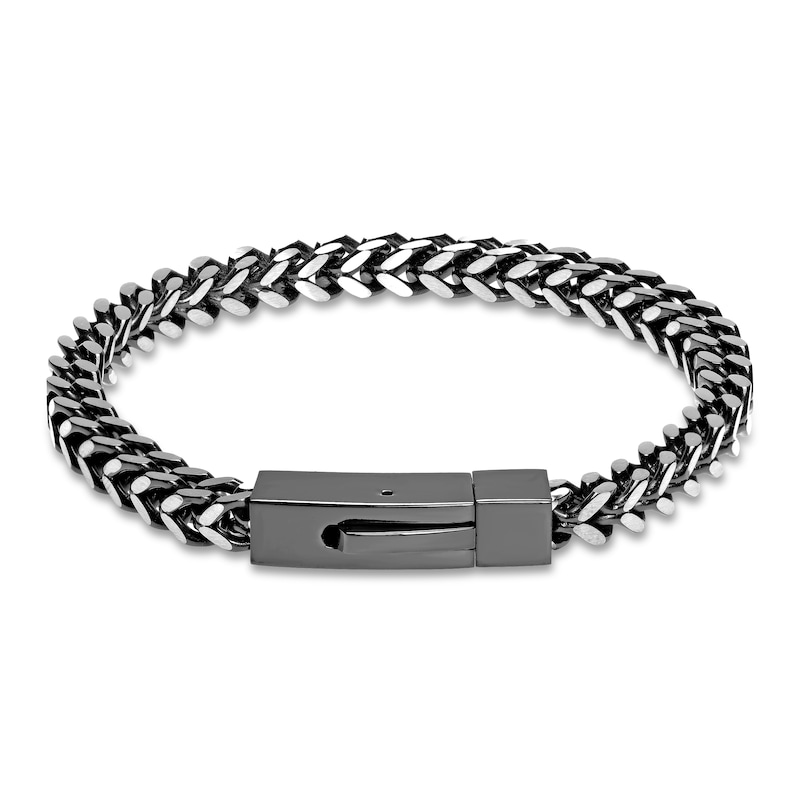 Main Image 1 of Franco Chain Bracelet Black Ion Plating Solid Stainless Steel 9"