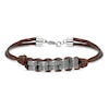 Thumbnail Image 1 of Men's Brown Leather Bracelet Stainless Steel 8.25"