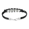 Thumbnail Image 3 of Men's Black Leather Bracelet Stainless Steel 8.25"