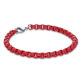 Bracelet Red Acrylic & Solid Stainless Steel 9"