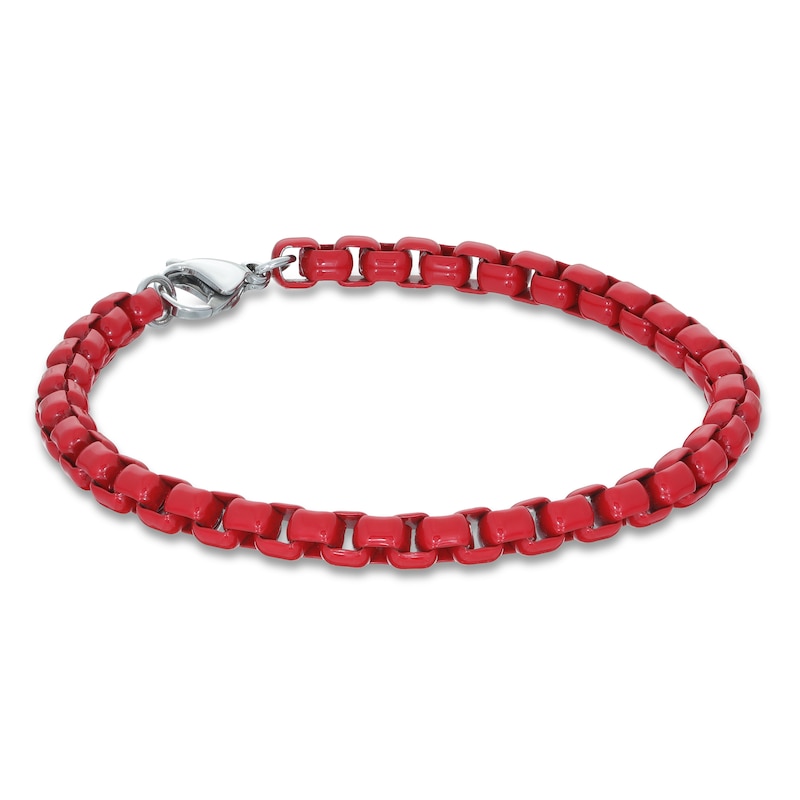 Bracelet Red Acrylic & Stainless Steel 8.75"