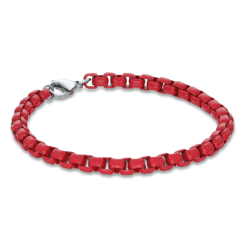 Main Image 1 of Bracelet Red Acrylic & Solid Stainless Steel 9&quot;