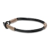 Thumbnail Image 3 of Men's Black Leather Bracelet Stainless Steel 8.5&quot;