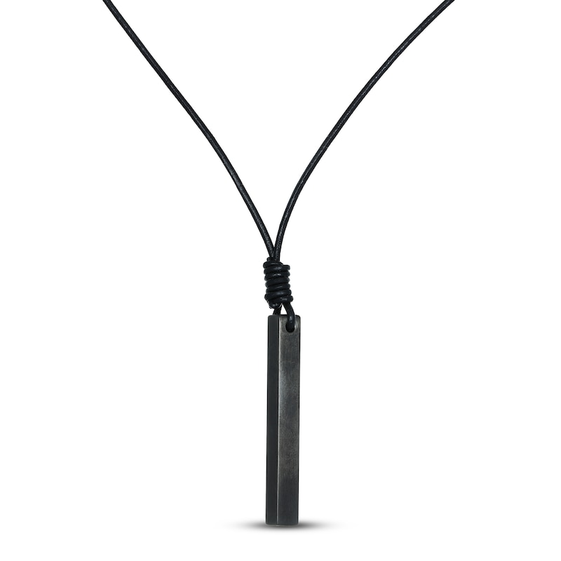 Main Image 1 of Men's Cord Necklace Black Ion Plating Stainless Steel 23&quot;