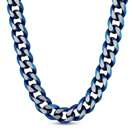 Men's Chain Necklace Stainless Steel/Blue Ion Plating 24&quot;