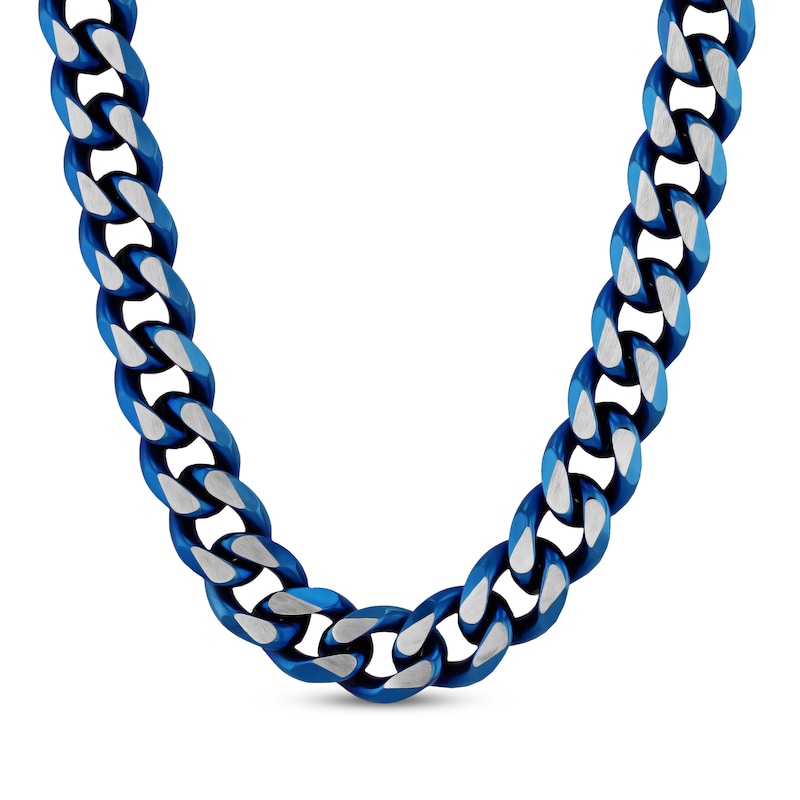 Solid Chain Necklace Stainless Steel/Blue Ion Plating 24\