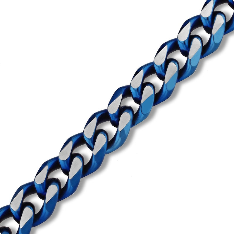 Solid Chain Necklace Stainless Steel/Blue Ion Plating 24"