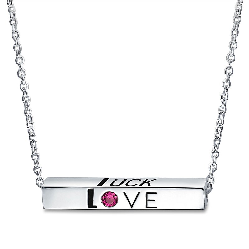 Main Image 1 of AYLLU Red Cubic Zirconia Bar Necklace Sterling Silver 18&quot;