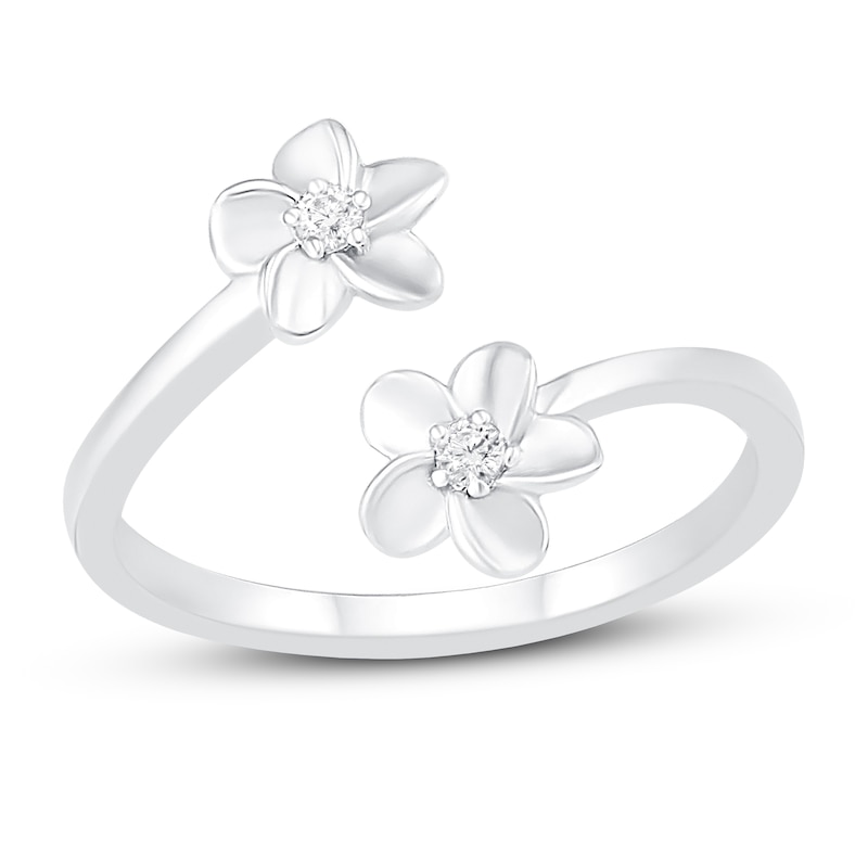 Main Image 1 of Diamond Accent Flower Toe Ring Sterling Silver