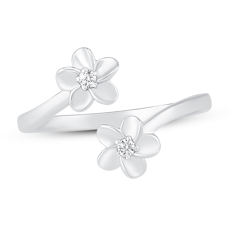 Diamond Accent Flower Toe Ring Sterling Silver