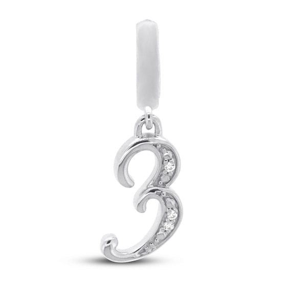 True Definition Number Charm with Diamonds Sterling Silver
