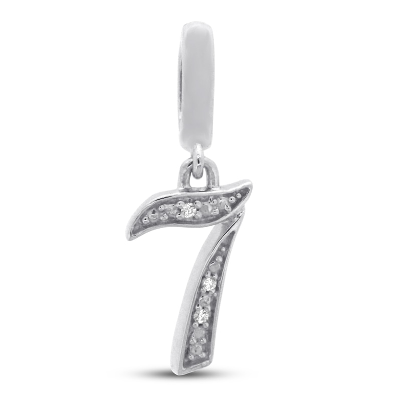 Main Image 1 of True Definition Number 7 Charm with Diamonds Sterling Silver