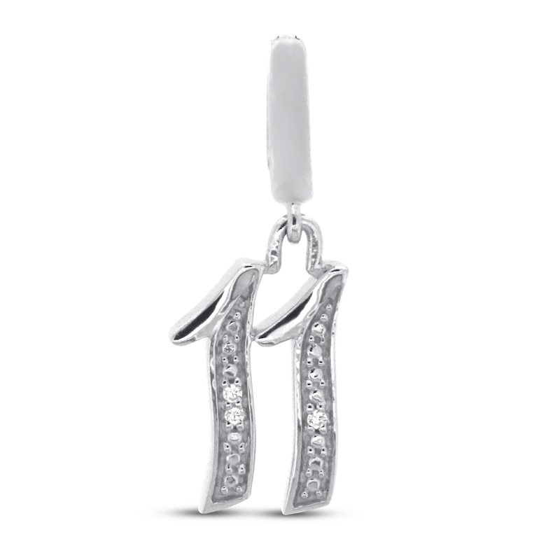 Main Image 1 of True Definition Number 11 Charm with Diamonds Sterling Silver