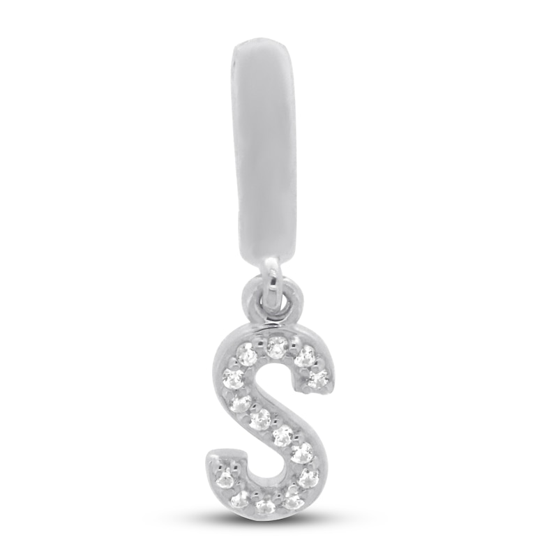 Main Image 1 of True Definition Letter S Initial Charm 1/20 ct tw Diamonds Sterling Silver