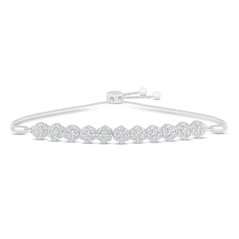 Main Image 1 of Diamond Bolo Bracelet 1/5 ct tw Round-cut Sterling Silver