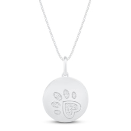 Diamond Paw Necklace 1/10 ct tw Sterling Silver 18"