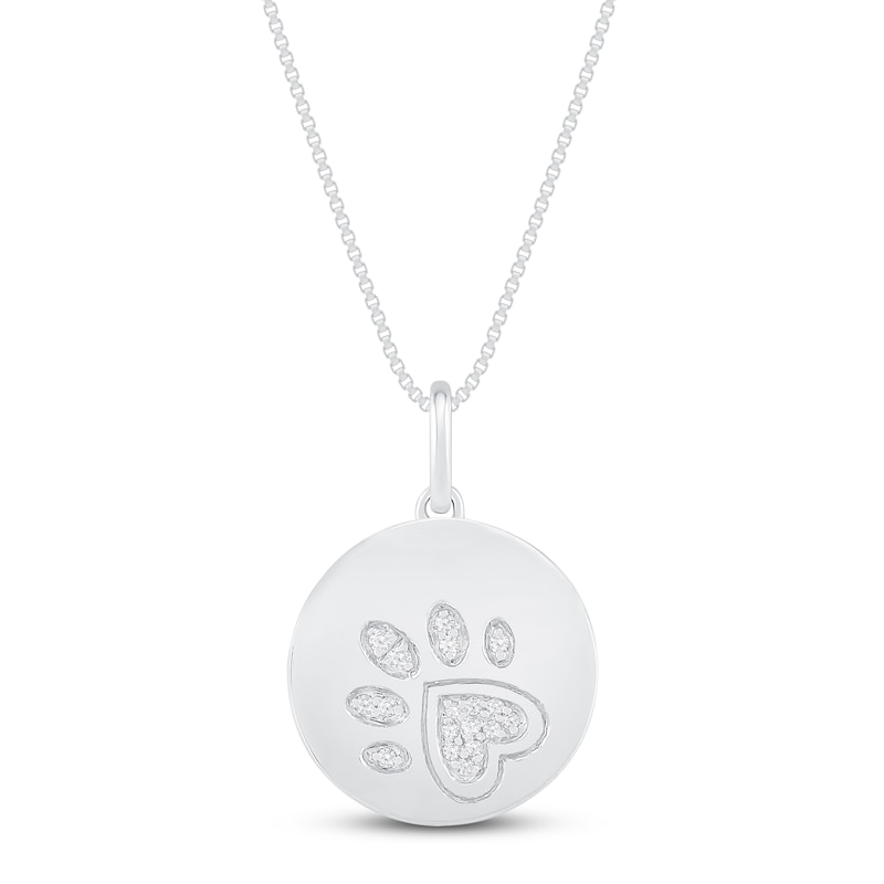 Main Image 1 of Diamond Paw Necklace 1/10 ct tw Sterling Silver 18&quot;