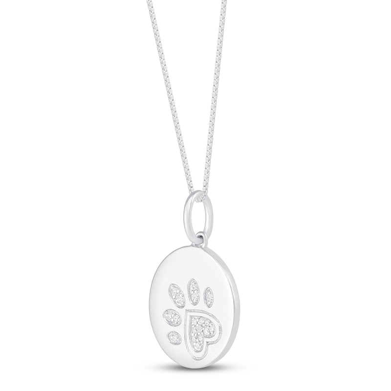 Diamond Paw Necklace 1/10 ct tw Sterling Silver 18"