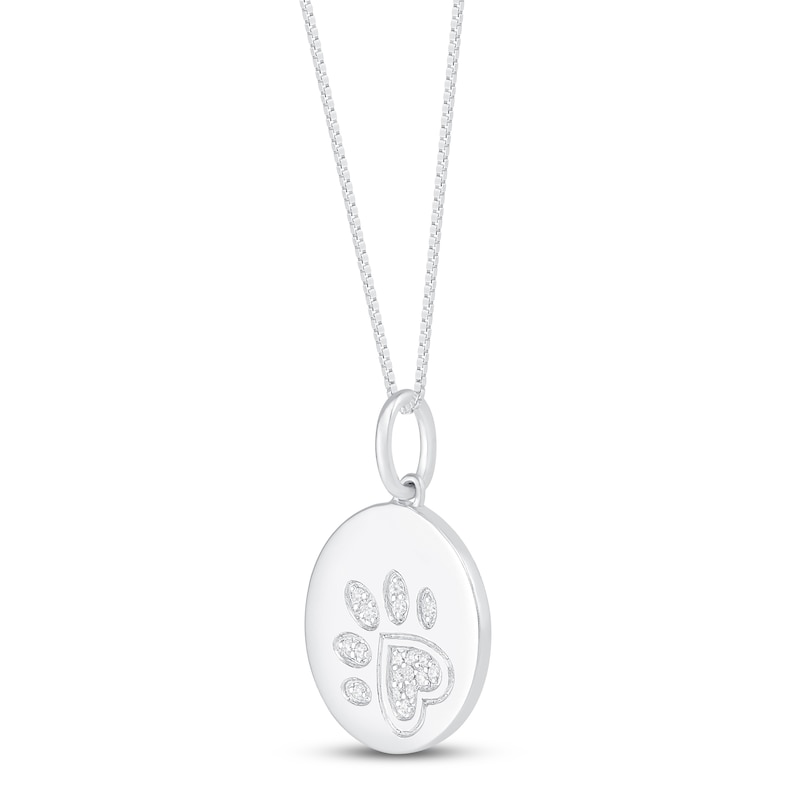 Main Image 2 of Diamond Paw Necklace 1/10 ct tw Sterling Silver 18&quot;