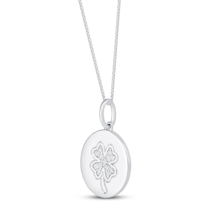 Main Image 2 of Diamond Clover Necklace 1/10 ct tw Sterling Silver 18&quot;