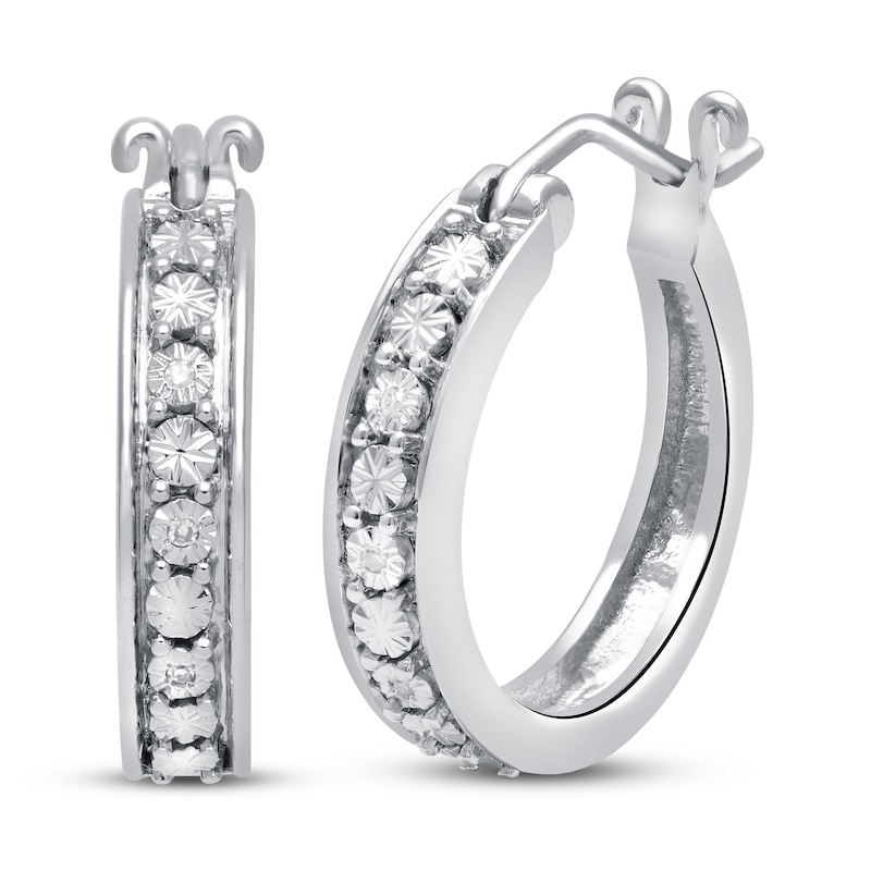 Main Image 1 of Diamond Hoop Earrings Sterling Silver