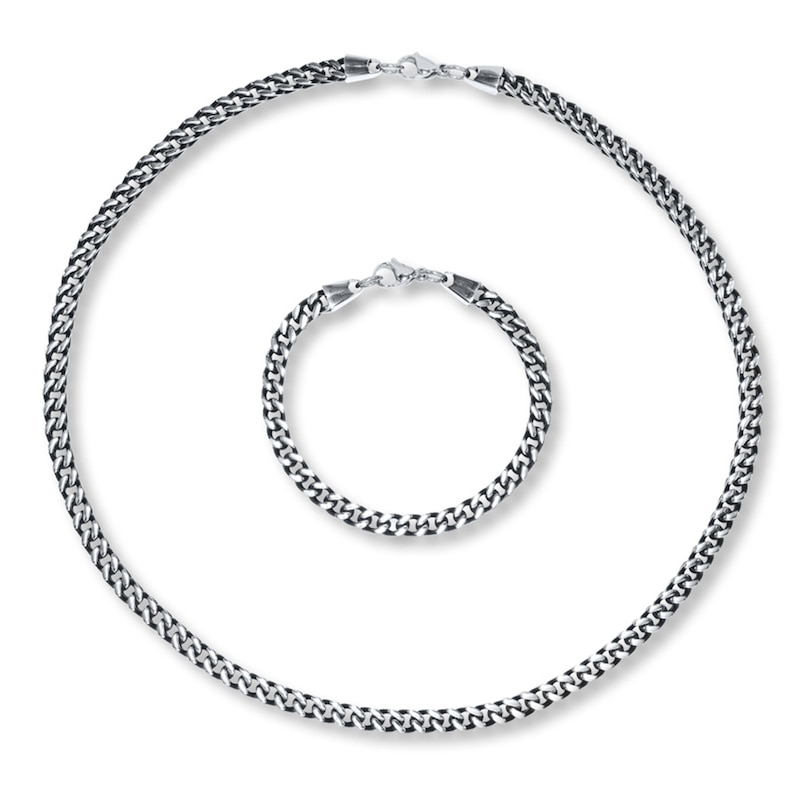 Main Image 1 of Men's Necklace & Bracelet Stainless Steel Set