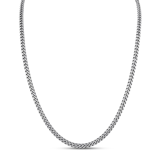 Curb Chain Necklace Oxidized Solid Sterling Silver 24"