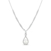Thumbnail Image 0 of Cultured Pearl & White Lab-Created Sapphire Drop Necklace Sterling Silver 18"