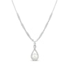Thumbnail Image 1 of Cultured Pearl & White Lab-Created Sapphire Drop Necklace Sterling Silver 18&quot;