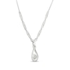 Thumbnail Image 2 of Cultured Pearl & White Lab-Created Sapphire Drop Necklace Sterling Silver 18"