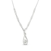 Thumbnail Image 3 of Cultured Pearl & White Lab-Created Sapphire Drop Necklace Sterling Silver 18&quot;
