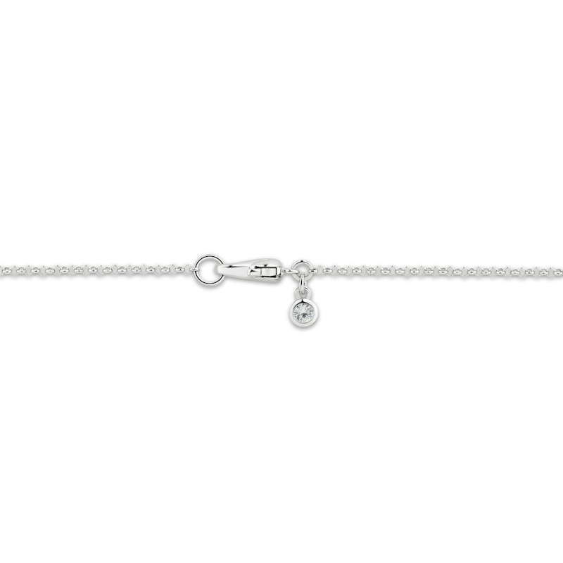 Main Image 4 of Cultured Pearl & White Lab-Created Sapphire Drop Necklace Sterling Silver 18&quot;