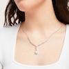 Thumbnail Image 4 of Cultured Pearl & White Lab-Created Sapphire Drop Necklace Sterling Silver 18"