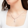 Thumbnail Image 6 of Cultured Pearl & White Lab-Created Sapphire Drop Necklace Sterling Silver 18&quot;