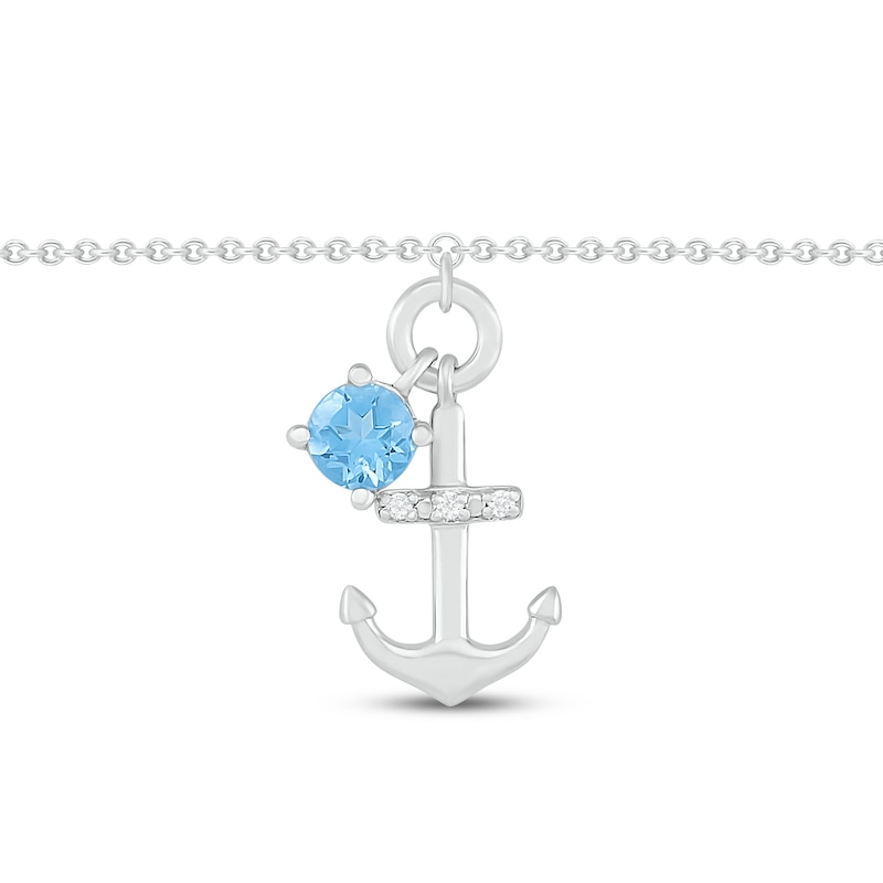 Main Image 2 of Blue Topaz & Diamond Anklet Sterling Silver 9"