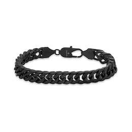 Men's Matte Curb Bracelet Black Ion-Plated Stainless Steel 8.75&quot;