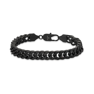 10mm Curb Chain Bracelet Black Ion-Plated Solid Stainless Steel 8.75"
