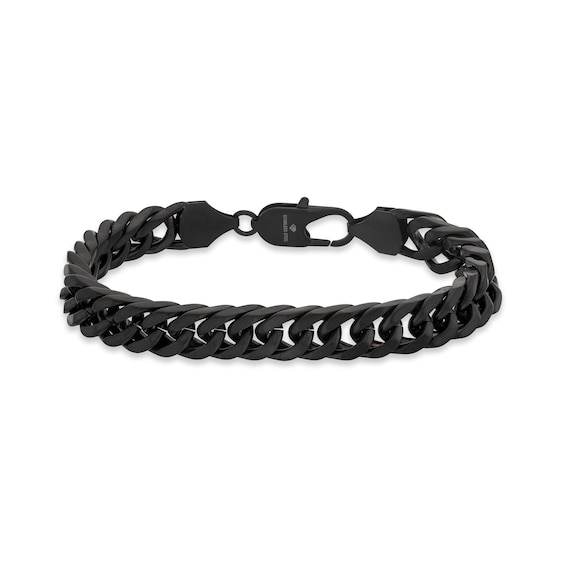 Matte Curb Bracelet Black Ion-Plated Solid Stainless Steel 8.75"