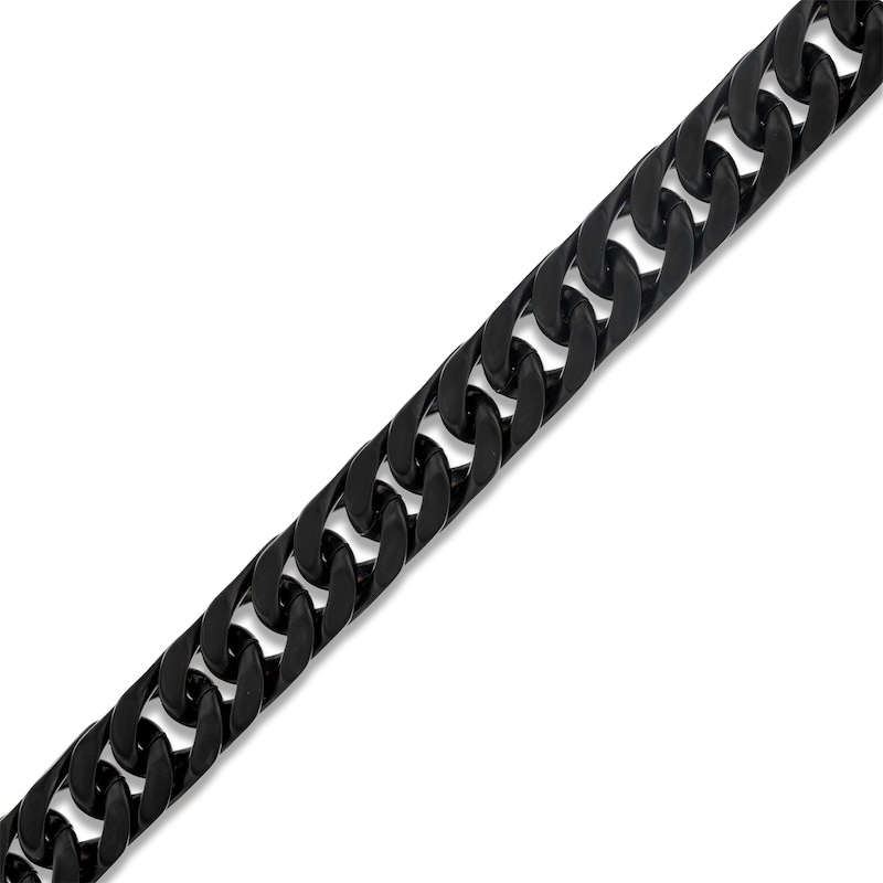 Solid Matte Curb Bracelet Black Ion-Plated Stainless Steel 8.75"