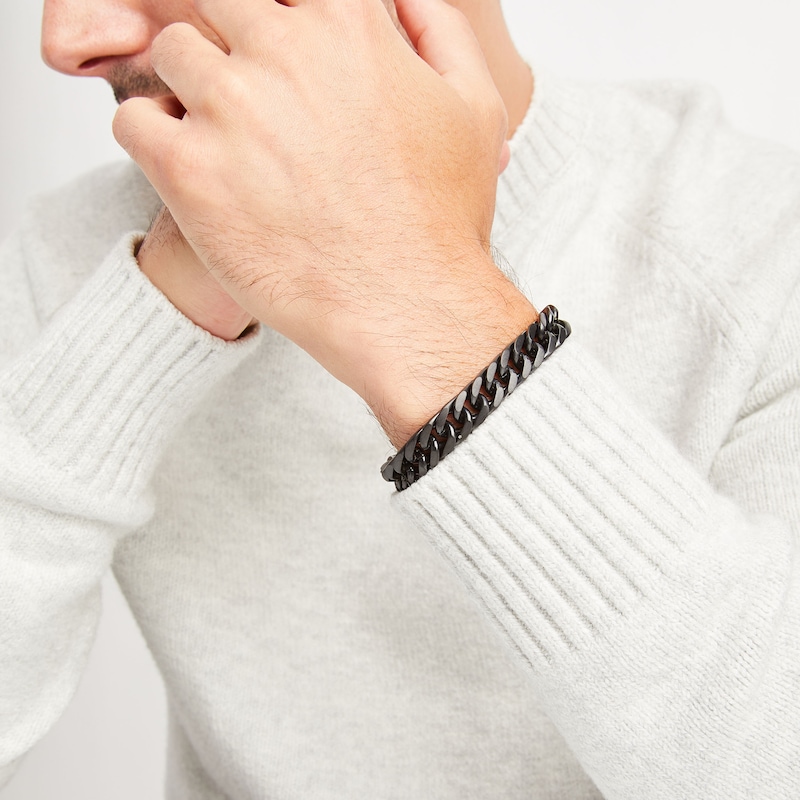 Main Image 4 of Matte Curb Bracelet Black Ion-Plated Solid Stainless Steel 8.75&quot;