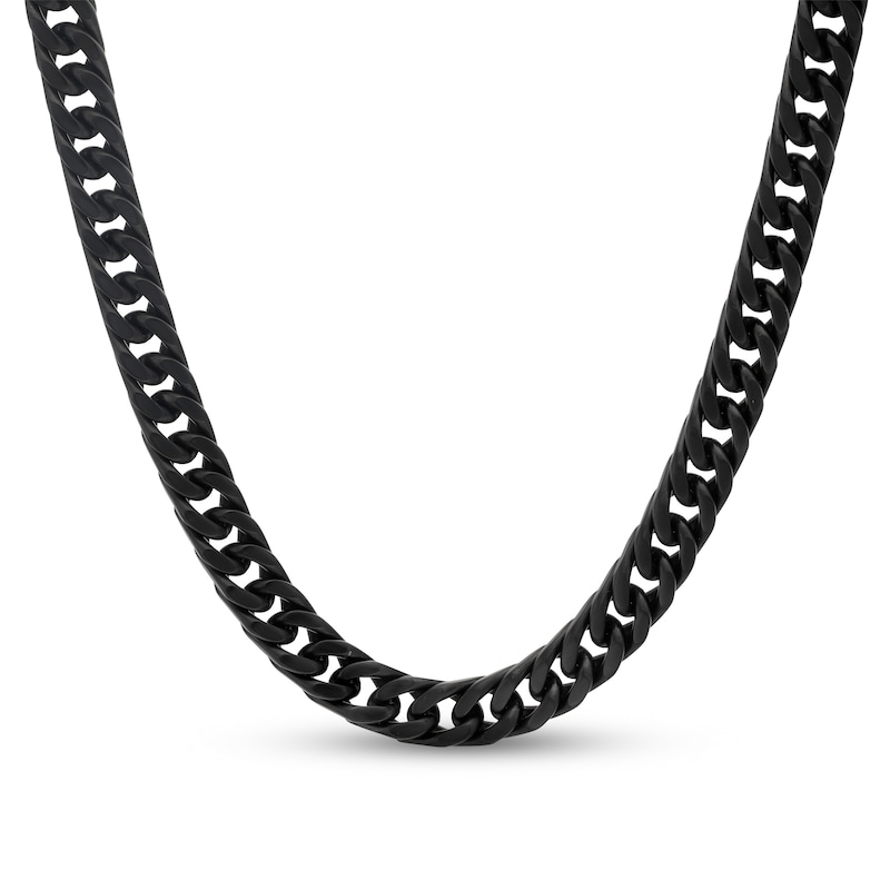 Solid Matte Curb Necklace Black Ion-Plated Stainless Steel 24"