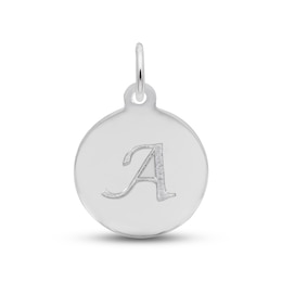Letter A Monogram Disc Charm Sterling Silver