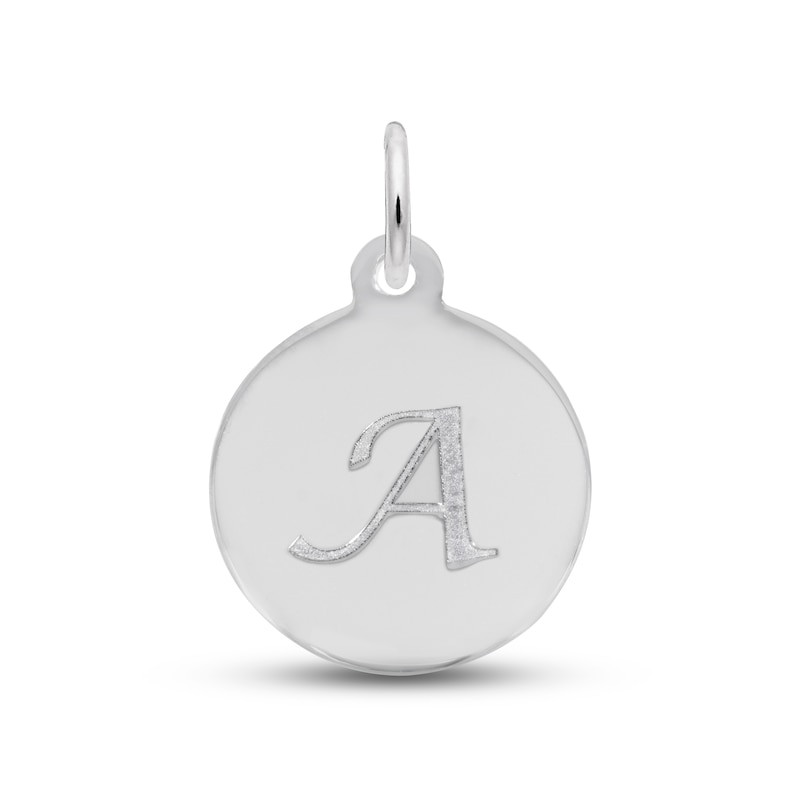 Letter A Monogram Disc Charm Sterling Silver