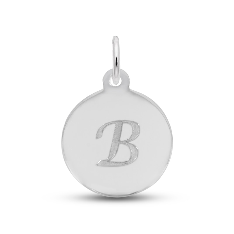 Letter B Monogram Disc Charm Sterling Silver