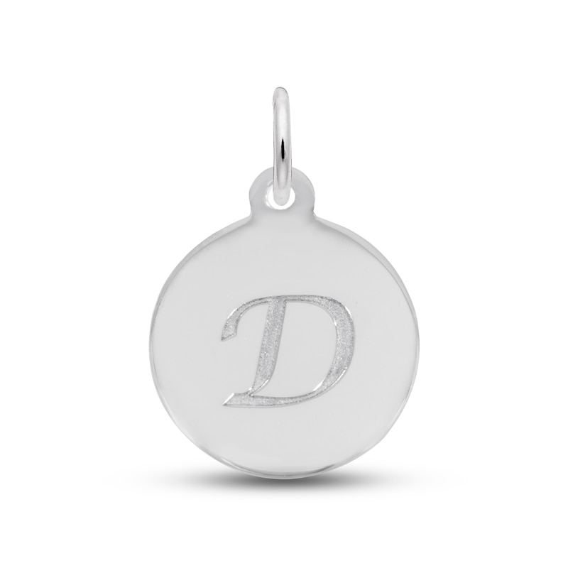 Letter D Monogram Disc Charm Sterling Silver