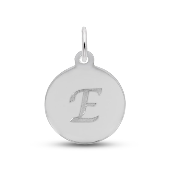 Letter E Monogram Disc Charm Sterling Silver