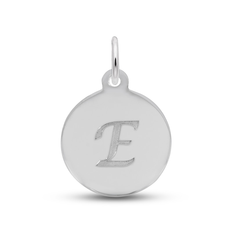 Main Image 1 of Letter E Monogram Disc Charm Sterling Silver
